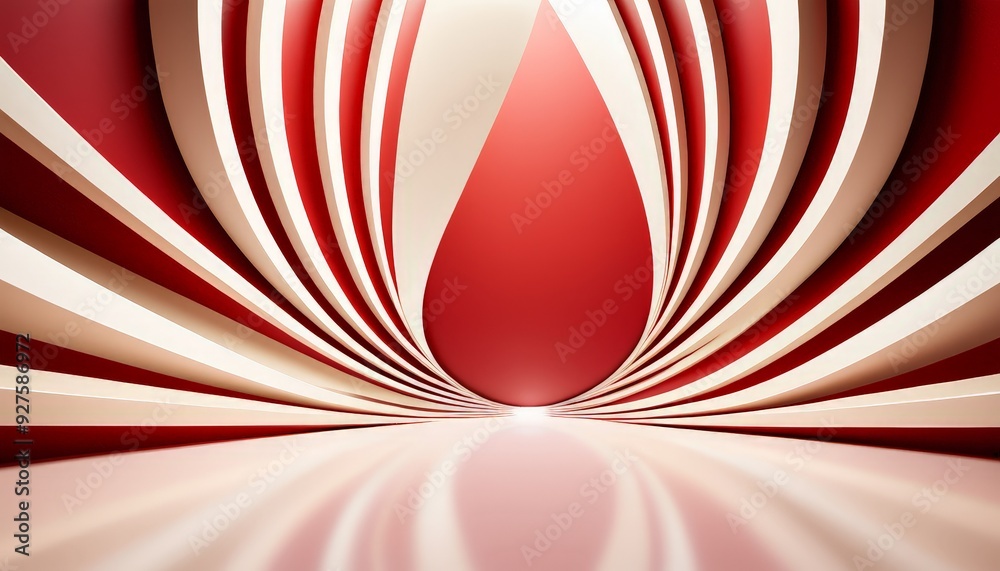 Poster red and white background with striped pattern