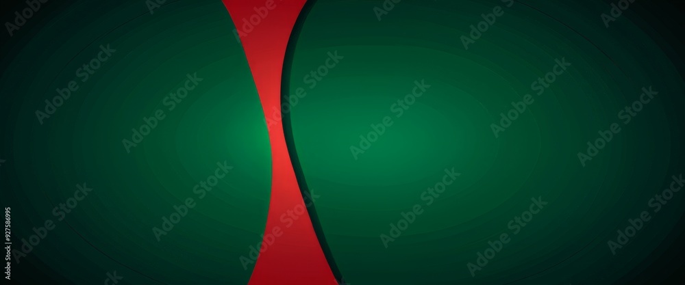 Poster green and red background with stripe