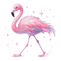 Flamingo with pink glitter shiny clipart transparent background