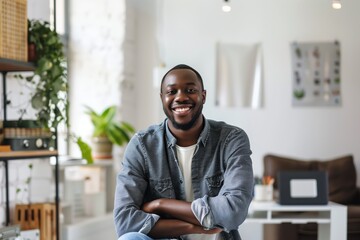 Obraz premium Smiling Young Man in Casual Outfit
