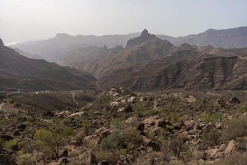 Typical mountain landscape of the central part of Gran Canaria. Canary Islands, Spain.
