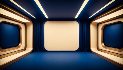 room with blue carpet and yellow wall