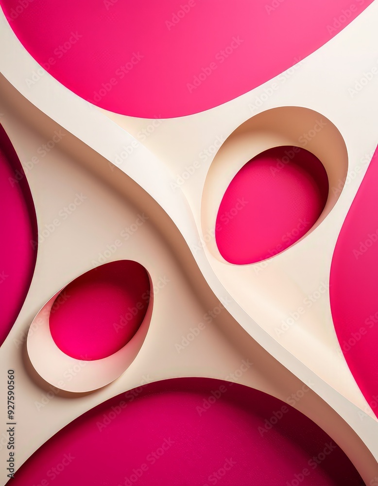 Poster pink and white abstract background with circles