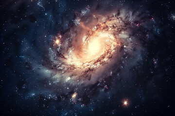 spiral galaxy and stars on space