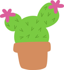Cactus In Pot Graphic Illustration 