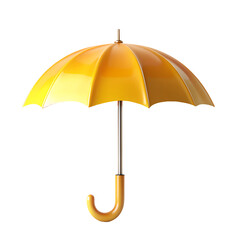 Yellow plastic umbrella icon with handle isolated on white transparent background, png element