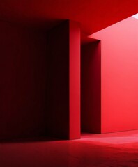 Obraz premium red room with light coming from the ceiling