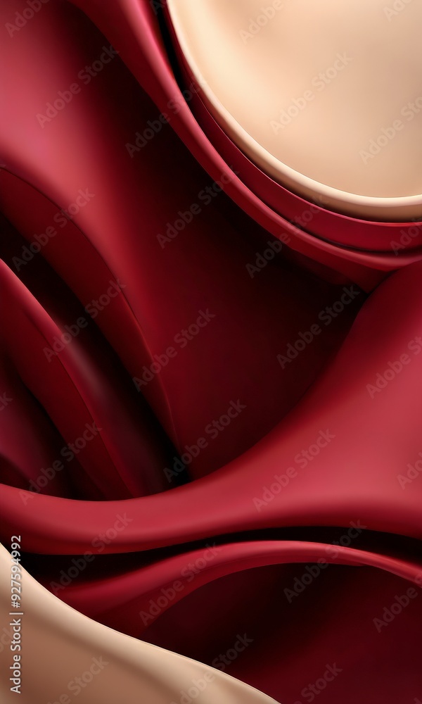 Aufkleber red and beige background with curved curve