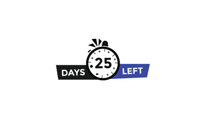 25 days left Countdown number banner templates. time icon. Vector Illustration 