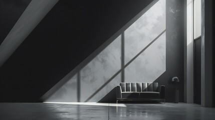 Fototapeta premium the versatility of black and white decor in a Scandinavian living room oasis, where geometric patterns add a touch of flair.