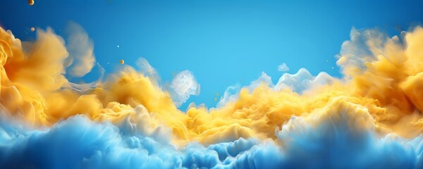 blue and yellow background with lot smoke