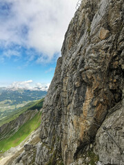 stairs on a via ferrata cliff