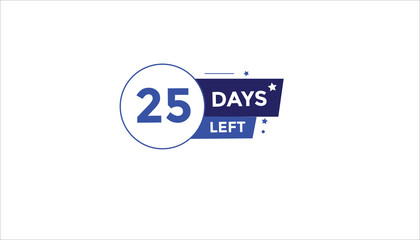25 days left Countdown number banner templates. time icon. Vector Illustration 