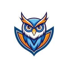 Blue owl mascot logo design icon vector illustration