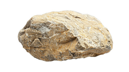 A rough, natural rock with a textured surface and earthy tones. isolated on white background isolated on white background. transparent background