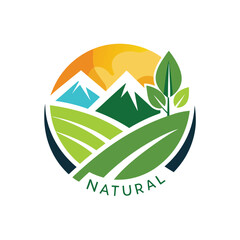 Nature ecology, environment friendly with text natural mascot logo design icon vector illustration