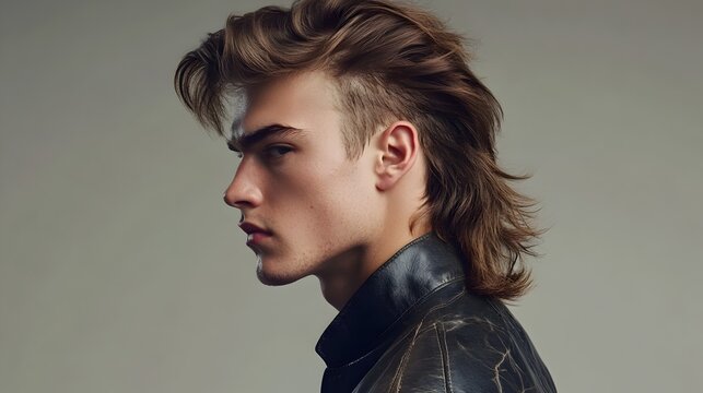 Retro and Bold Mullet Hairstyle on a Confident Man s Portrait
