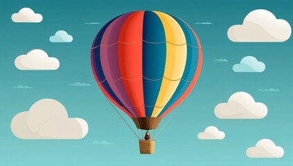 Obraz premium Colorful hot air balloons float freely in a vibrant sky, offering an adventurous escape above a scenic landscape