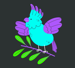 Vivid colors jungle parrot concept. Vector graphic design illustration element