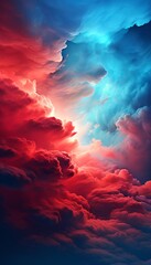 red and blue sky with clouds