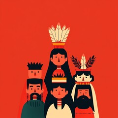 Tribal society, community kinship, flat design illustration