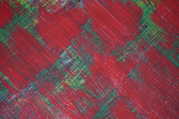 Red and green mixed color paint splatter pattern surface, Grungy paint brush splash texture...
