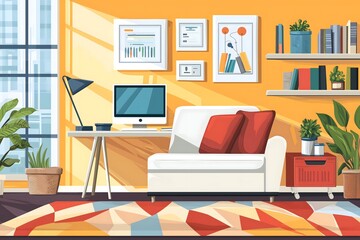 Modern Home Office with City View