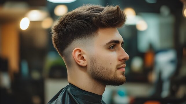 Stylish Man with Taper Fade Haircut Showcasing Grooming Expertise
