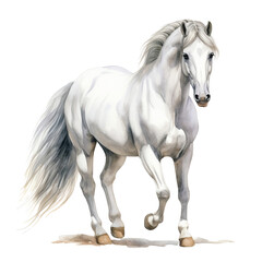 Majestic White Arabian Horse Running Gracefully in Motion