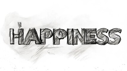 Happiness Written in Bold Sketch Style With a Textured Background Generative AI