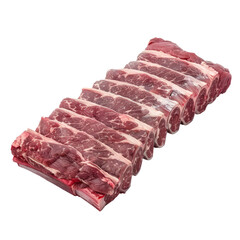 Obraz premium Fresh Cuts of Beef Ribs Arranged Neatly for Display and Sale