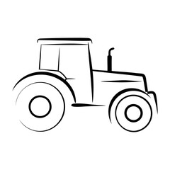 Black silhouette harvesting machinery tractor icon and vector illustration isolated on white