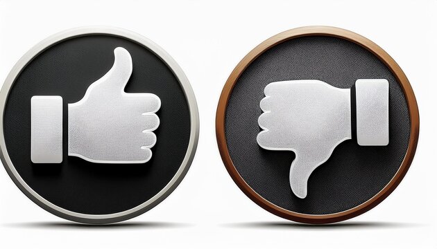 Like, dislike and neutral thumb symbols in white and black circle. Feedback and rating thumbs up and thumbs down icons set. Thumbs up, down and sideways icon set isolated on white background.
