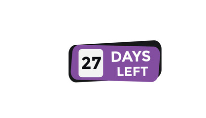 27 days left Countdown number banner templates. time icon. Vector Illustration 