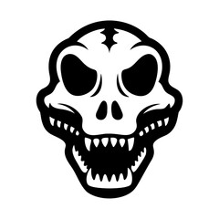 Black silhouette reptile or crocodile death skull icon and vector illustration isolated on white