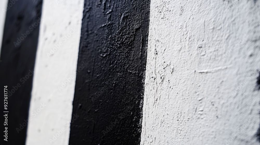Fototapete a close-up of a narrow black and white striped strip, creating a minimalist and abstract composition
