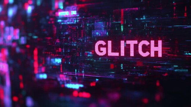 digital glitch screen code distortion loop futuristic science-fiction simulation hack