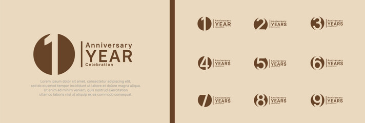 anniversary logotype set. vector design brown color can be use for celebration moment