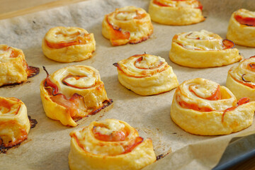 Puff pastry pizza rolls