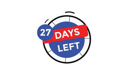 27 days left Countdown number banner templates. time icon. Vector Illustration 
