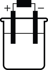 Electrolysis icon. Chemistry electrolysis sign. Chromium coating electroplated symbol. Hydrogen electrolysis logo. flat style.