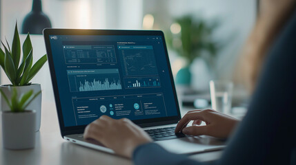 High-Tech Cybersecurity Monitor in Dark Room with Digital Virus Interface