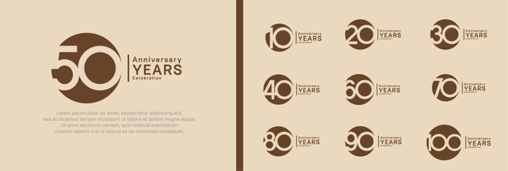 anniversary logotype set. vector design brown color can be use for celebration moment