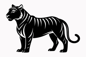 Royal bengal tiger full body standing style silhouette black vector art illustration