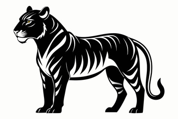 Royal bengal tiger full body standing style silhouette black vector art illustration