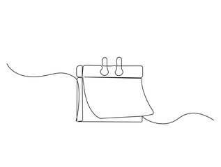 Continuous one line drawing of empty loose-leaf calendar. Calendar single line vector illustration. Editable line vector. © Line addict