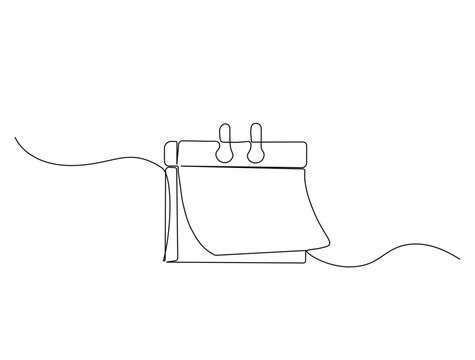 Continuous one line drawing of empty loose-leaf calendar. Calendar single line vector illustration. Editable line vector.