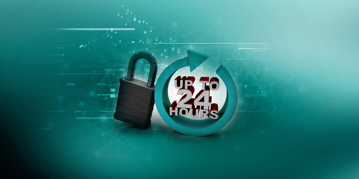 Concept: Opening hours sign. 3D rendering