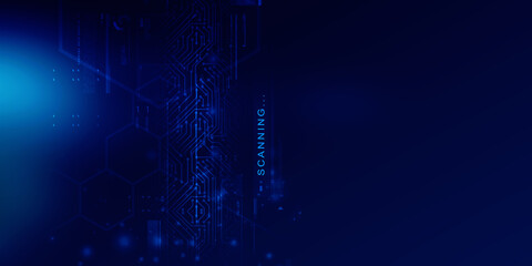 2d illustration Abstract futuristic electronic circuit technology background