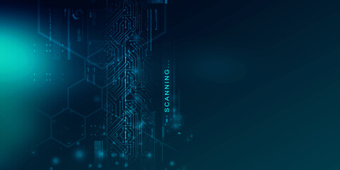 2d illustration Abstract futuristic electronic circuit technology background